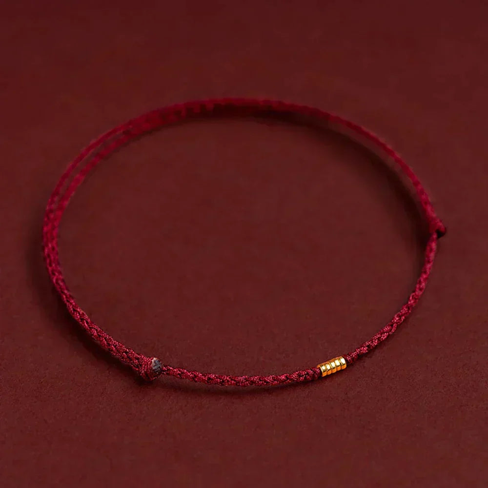 Braided String Bracelet for Women with Gold Beads, Adjustable Sliding Knot Cord Bracelet, Protection Symbol Charm Jewelry Gift | Lonoma