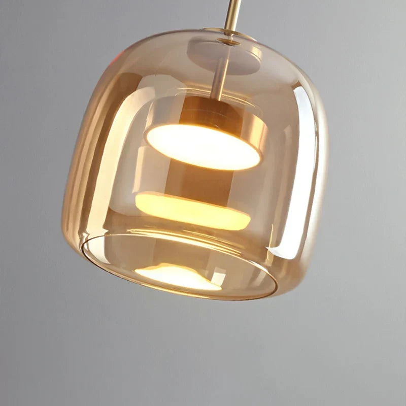 Glass Pendant Light, Adjustable Height Hanging Lamp in Cognac or Smoke Gray for Kitchen Island, Dining Table, Bedroom, Modern Nordic Decor | Lonoma