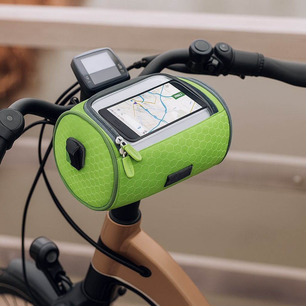 Bike Phone Mount Bag for Handlebars with Touch Window, Storage Pouch for Cycling Navigation, Keys & Essentials | Lonoma