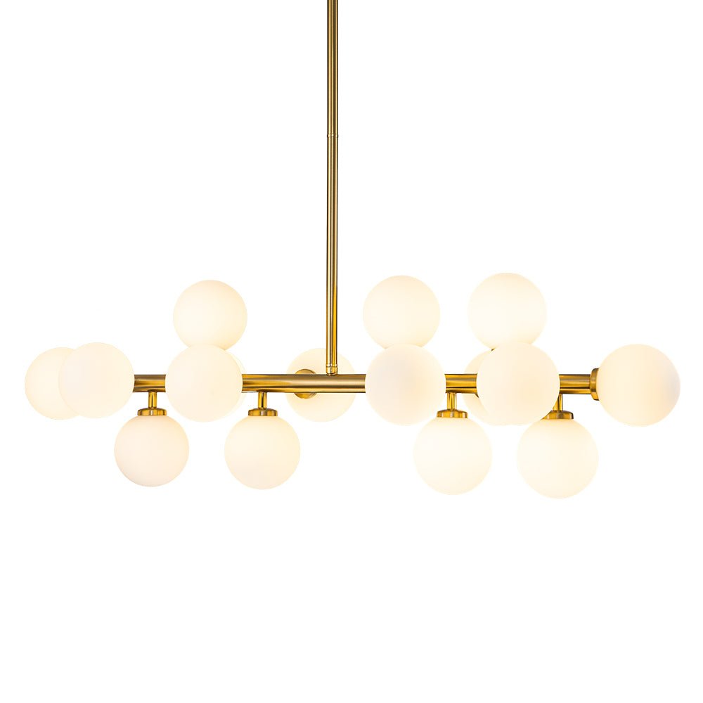 16-Light Glass Globe Linear Chandelier for Dining Room & Kitchen Island, Mid-Century Modern Style | Lonoma