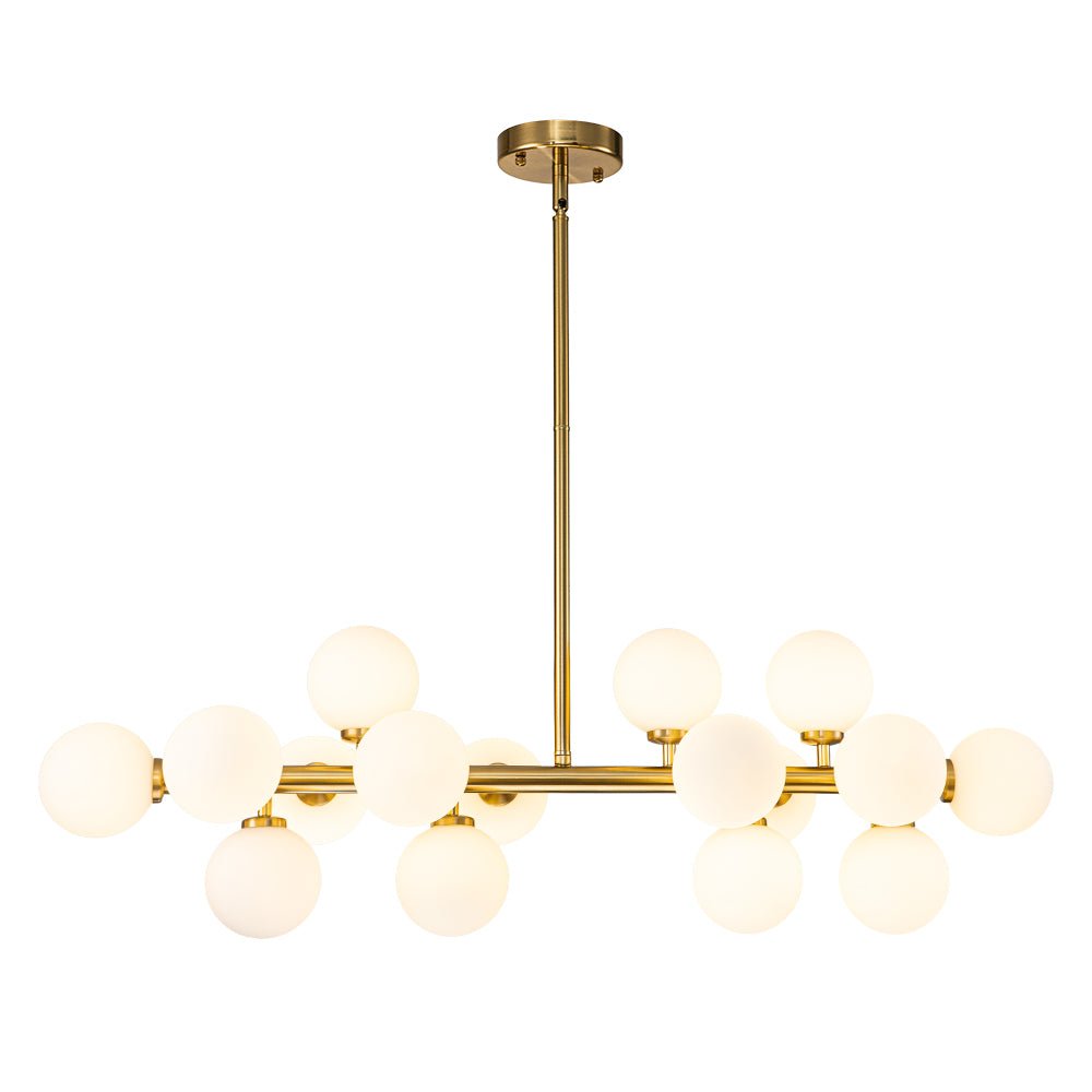 16-Light Glass Globe Linear Chandelier for Dining Room & Kitchen Island, Mid-Century Modern Style | Lonoma