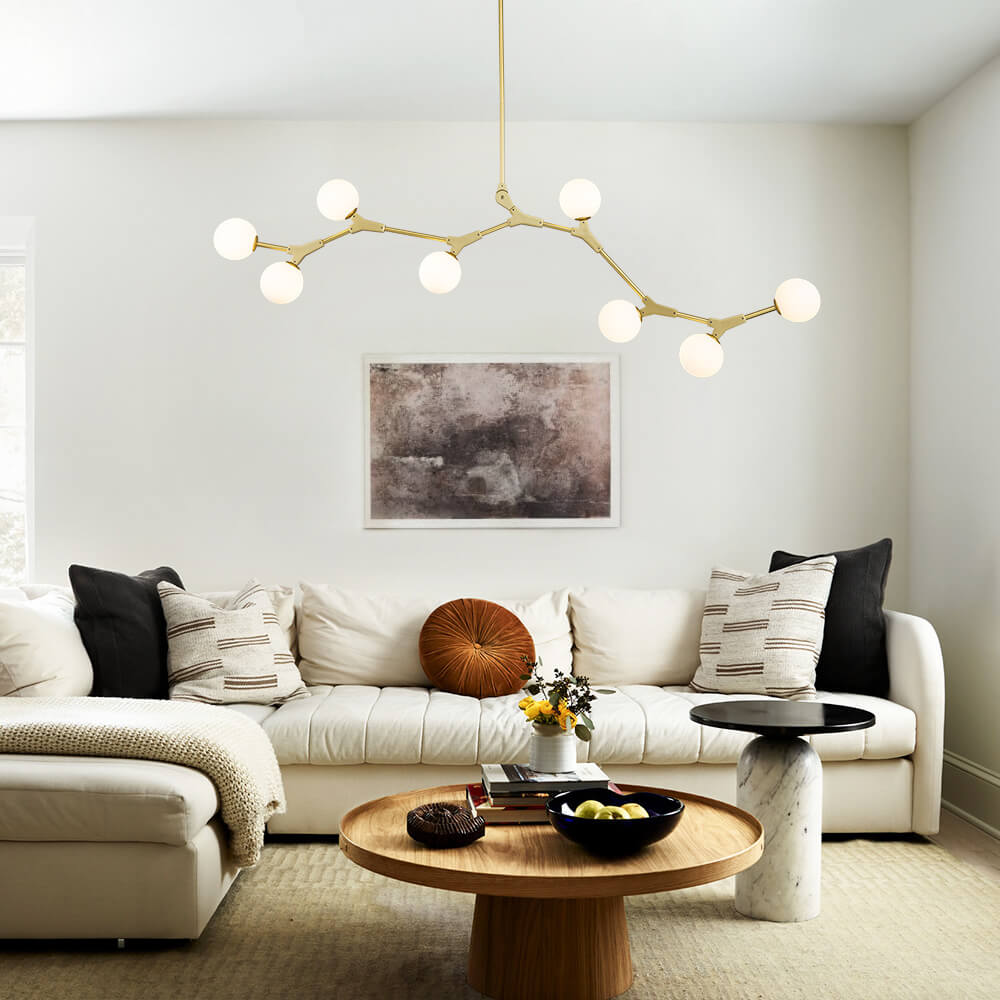 8-Light Contemporary Pendant with Sphere Glass Shades for Kitchen Island – Adjustable Height Metal Fixture with Hardwired Installation | Lonoma