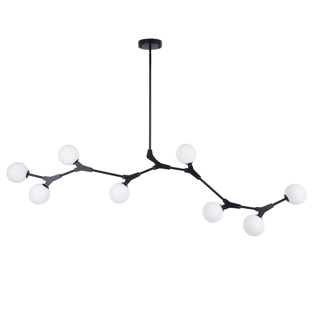 8-Light Contemporary Pendant with Sphere Glass Shades for Kitchen Island – Adjustable Height Metal Fixture with Hardwired Installation | Lonoma
