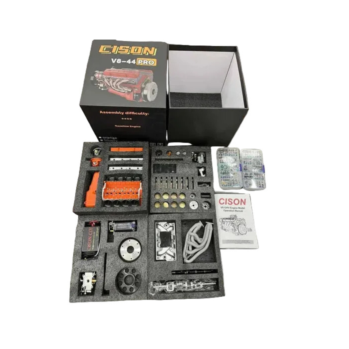 Metal V8 Engine Model Building Kit with Ignition System CNC Machined Functional Motor for RC Projects Educational STEM Assembly | Lonoma