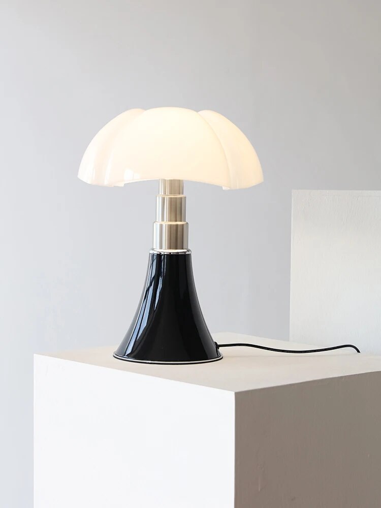 LED Touch Table Lamp, Dimmable Petal Shade with Adjustable Height, Matte White & Black Base for Bedside, Desk or Living Room | Lonoma