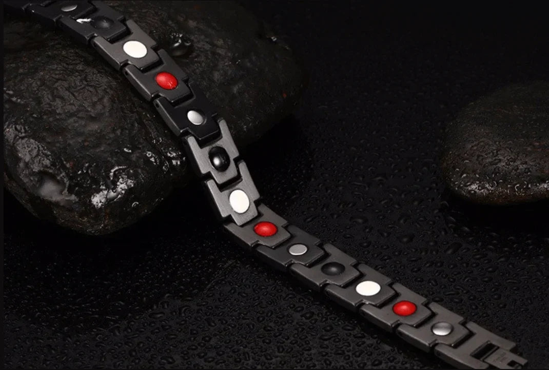 Magnetic Bracelet with Hematite Stones and Stainless Steel Links for Men and Women | Lonoma