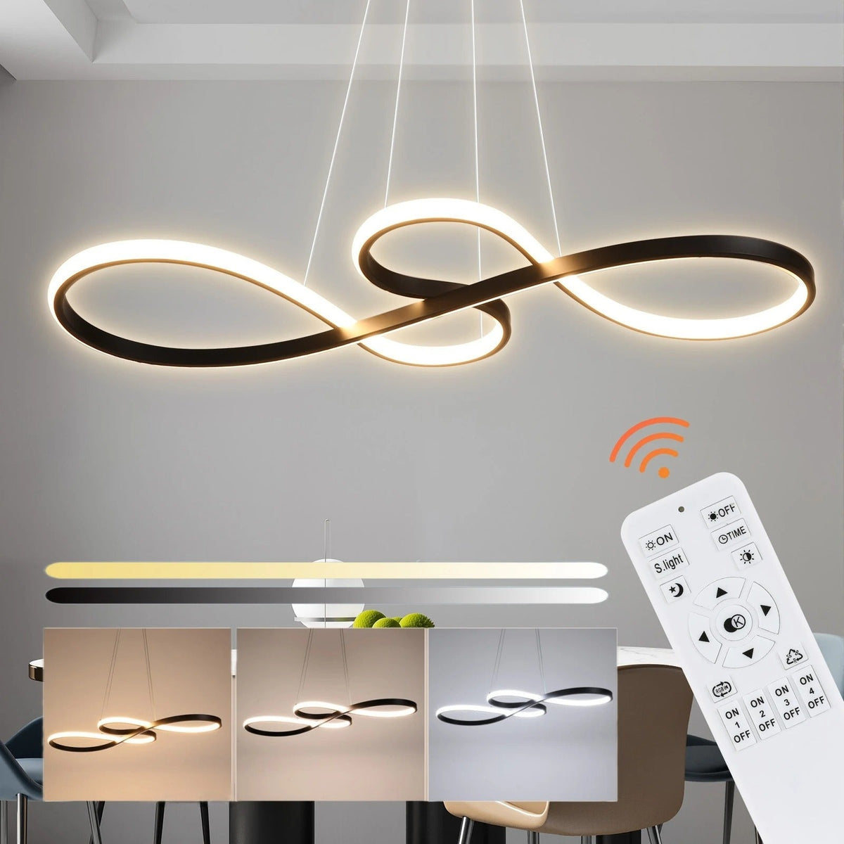 Dimmable LED Ring Pendant Light for Dining Room Kitchen Living Room Multi-Ring Aluminum Adjustable Height Modern Chandelier | Lonoma