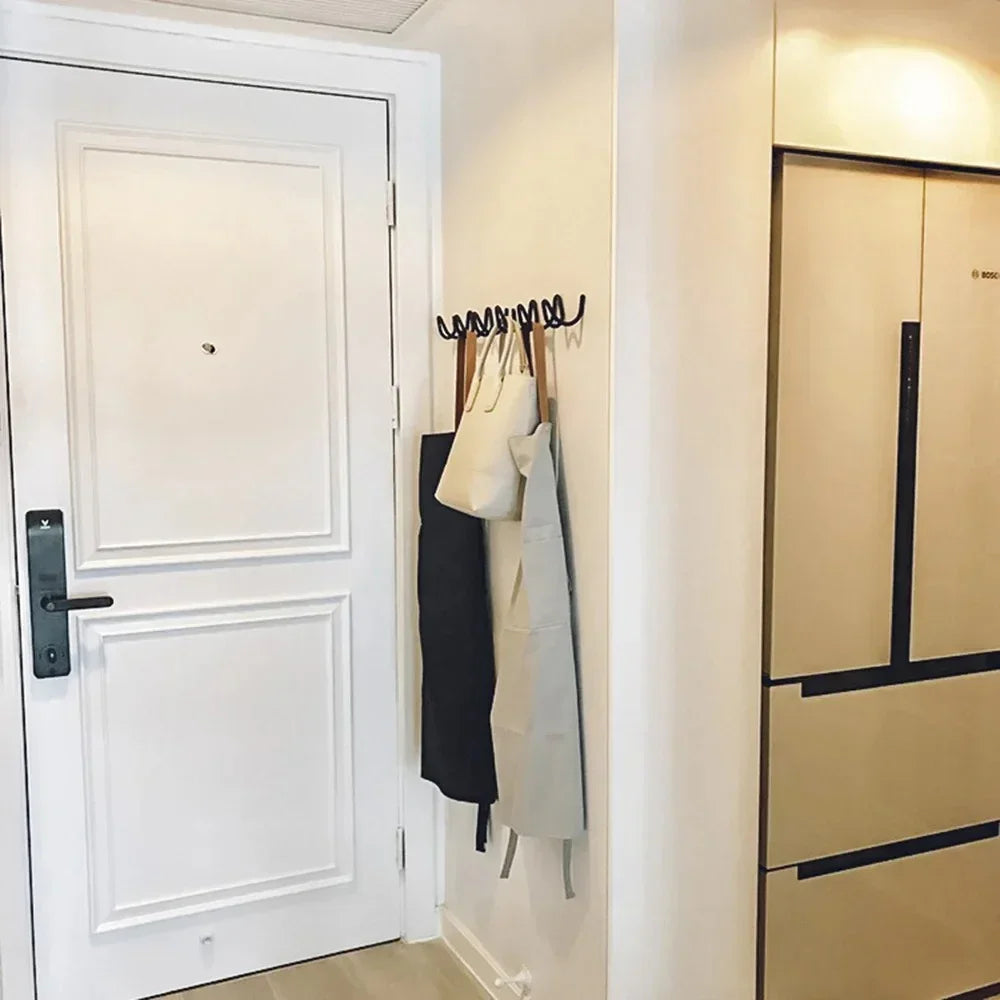 Wall-Mounted Coat Rack with Wave Design — Metal Hook Organizer for Entryway, Bedroom & Hallway | Lonoma