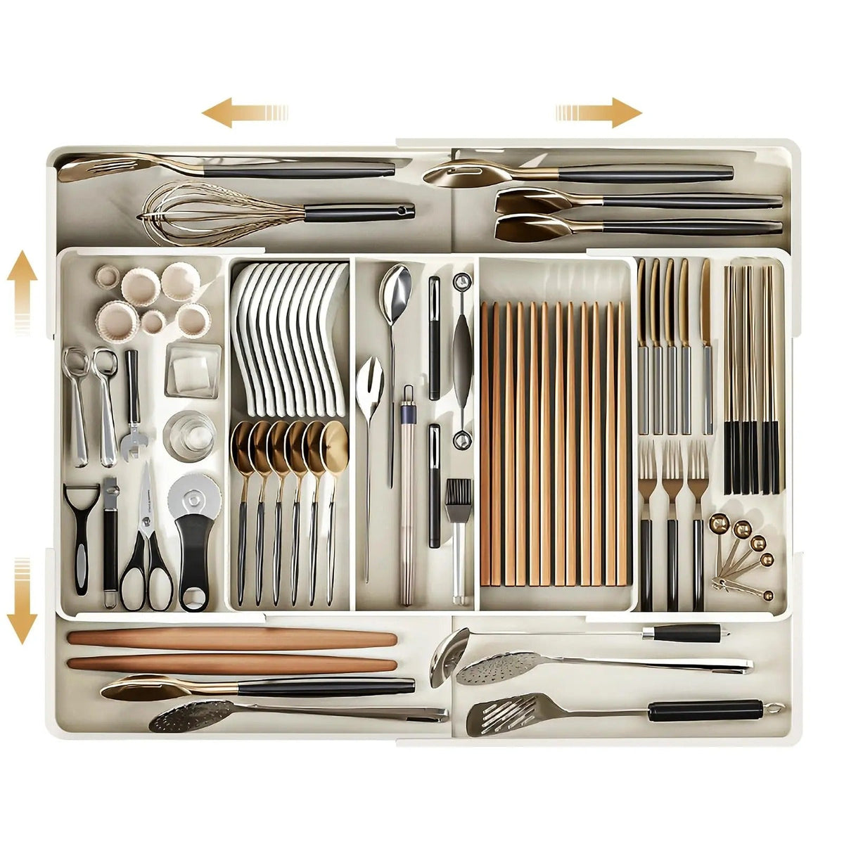 Adjustable Drawer Organizer Divider for Kitchen Utensils Office Supplies Bathroom Storage Expandable Tray System | Lonoma