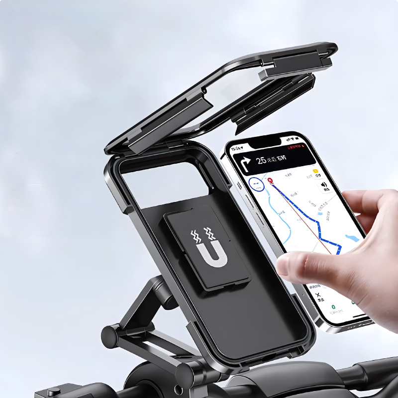 Waterproof Bike Phone Mount, 360° Rotating Touchscreen Handlebar Phone Holder, Black, for GPS Navigation in Rain and All Weather | Lonoma