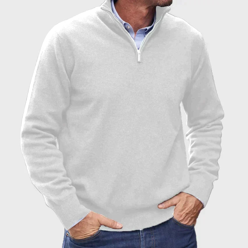 Men's Half Zip Pullover Sweater with Stand Collar – Soft Knit Layering Top for Casual Wear, Office, Weekend Style | Lonoma