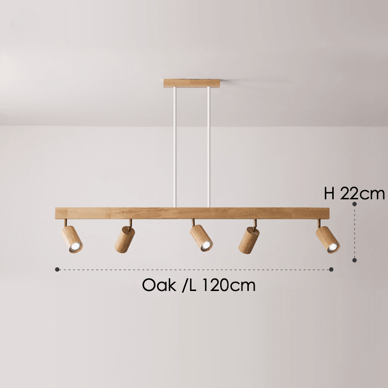 Adjustable Wood Ceiling Track Light Solid Oak Walnut 1-5 Spotlights for Kitchen Living Room Bedroom Dining | Lonoma