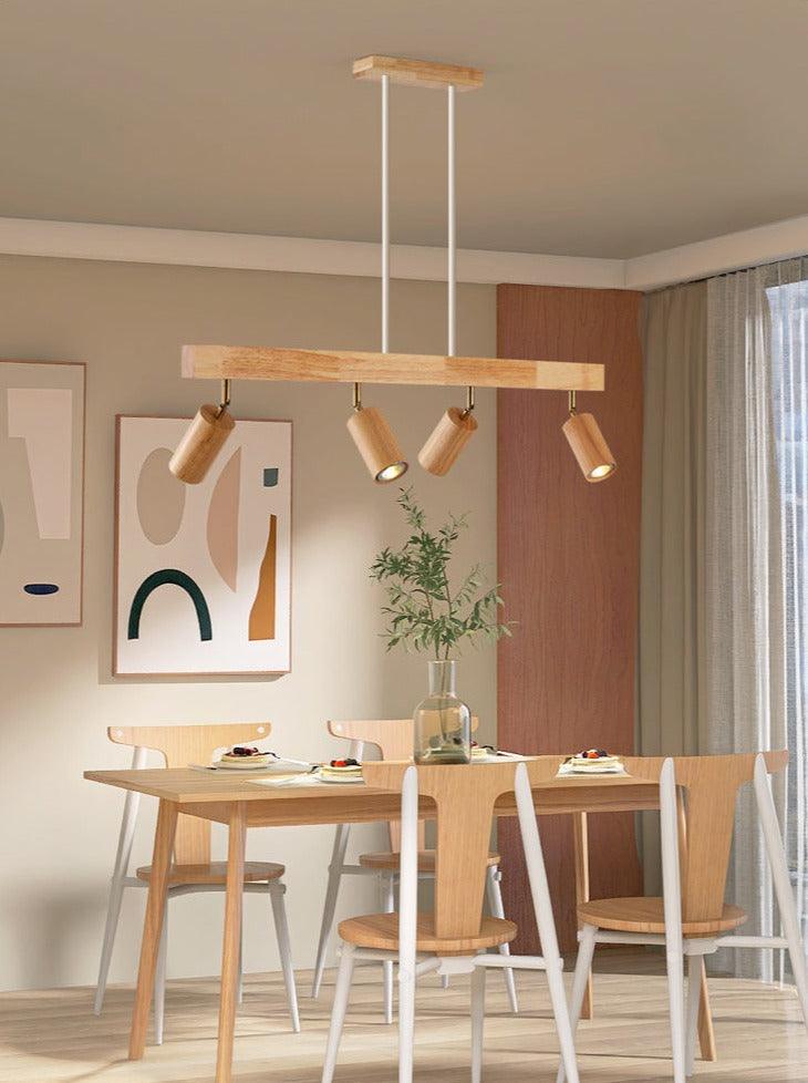 Wood Ceiling Spotlight Bar, Adjustable Solid Wood Track Light in White Oak or Walnut for Living Room, Bedroom, Dining Room & Hallway | Lonoma