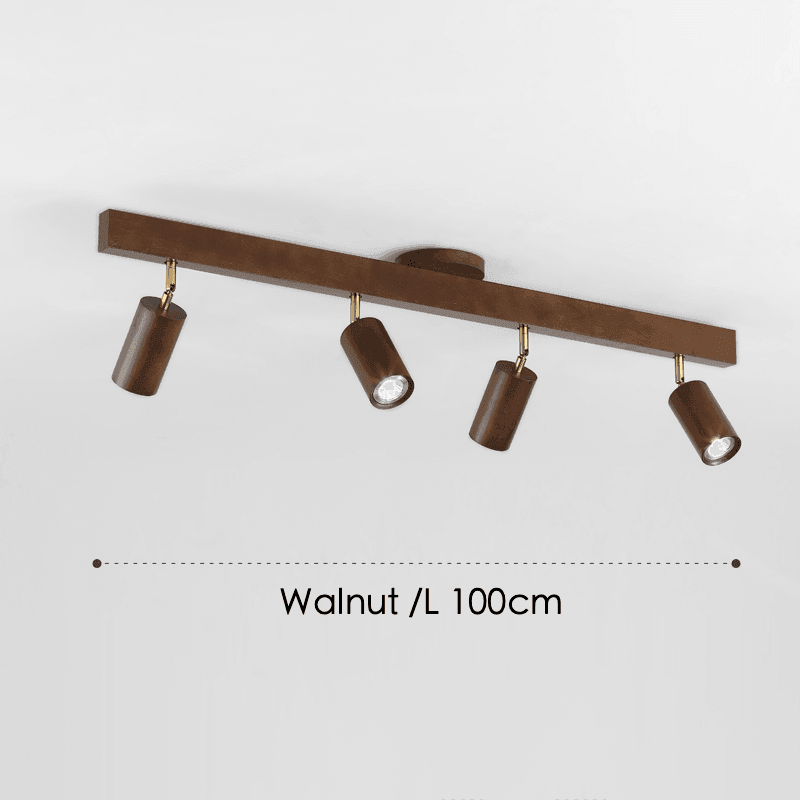 Adjustable Wood Ceiling Track Light Solid Oak Walnut 1-5 Spotlights for Kitchen Living Room Bedroom Dining | Lonoma