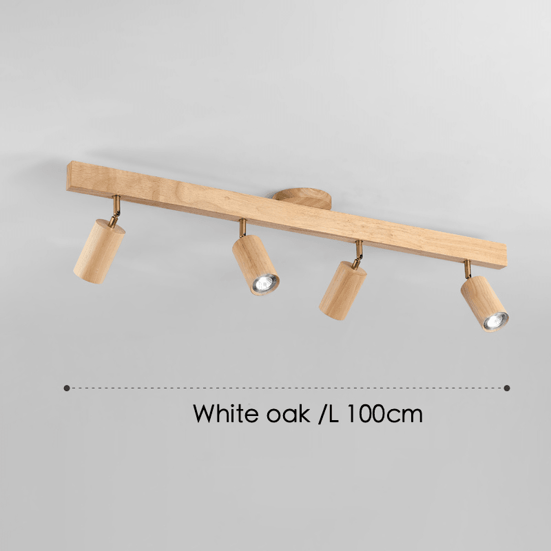 Adjustable Wood Ceiling Track Light Solid Oak Walnut 1-5 Spotlights for Kitchen Living Room Bedroom Dining | Lonoma