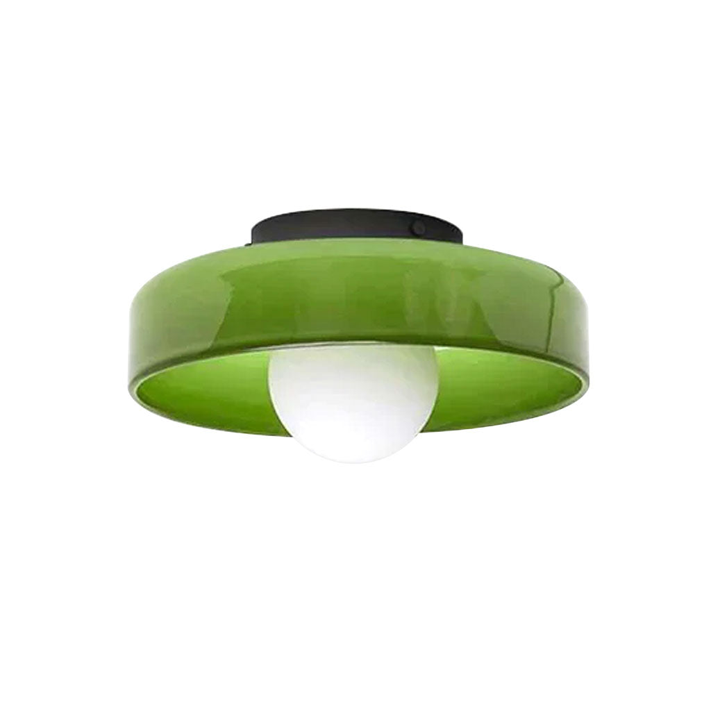 Glass Disc Ceiling & Wall Mount Light Fixture – Minimalist Flush Mount in White, Green, Yellow – 10 or 14 Inch – Modern Scandinavian | Lonoma
