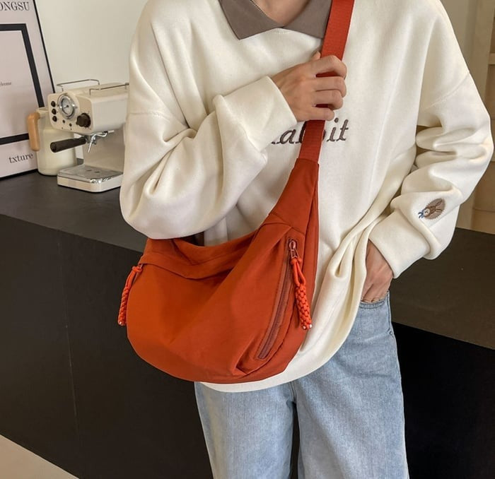 Curved Slouch Shoulder Bag – Lightweight Water-Resistant Nylon Hobo Crossbody Purse for Women, Adjustable Strap, Multi-Pocket Organizer | Lonoma