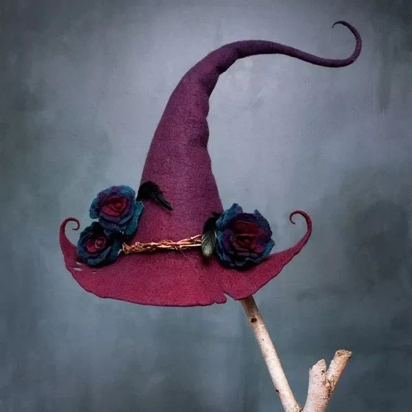 Handcrafted Merino Wool Pointed Hat for Women, Adjustable Felt Costume Hat for Halloween, Cosplay, Renaissance & Theme Parties | Lonoma