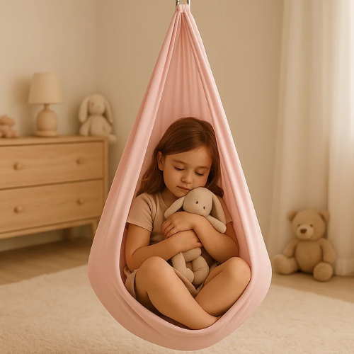 Hanging Pod Chair Swing for Kids Sensory Cocoon Hammock Indoor Outdoor Cotton for Playroom Bedroom Therapy Room Calming Space | Lonoma