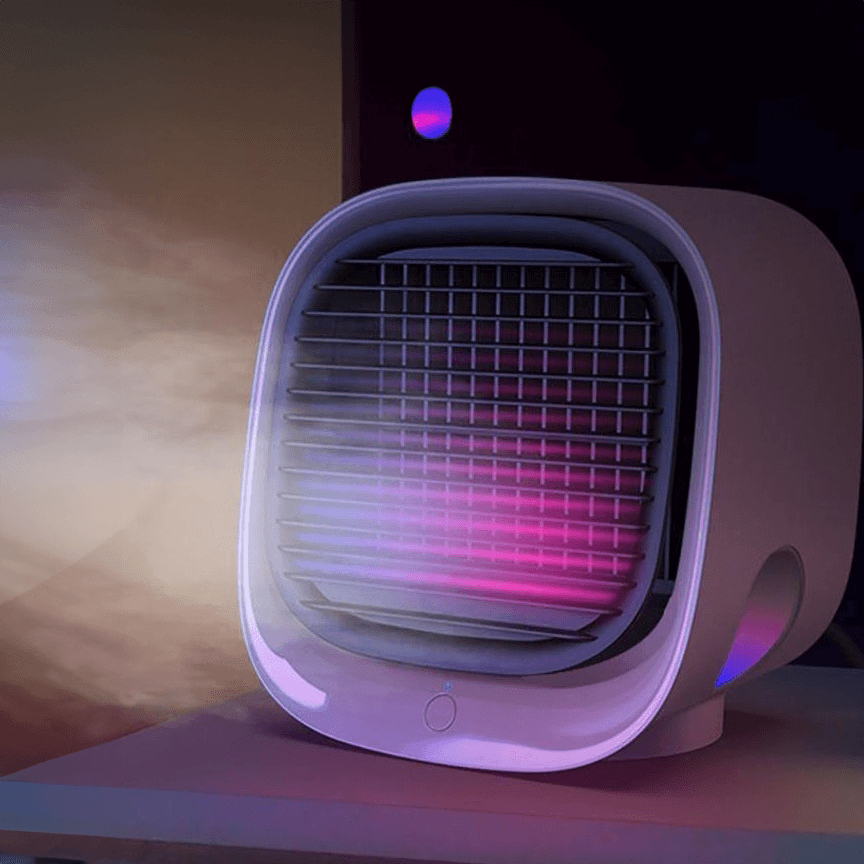 Personal USB Evaporative Air Cooler for Car, Desk & Travel - Portable Mini Humidifier Fan with 3 Speeds & LED Mood Light | Lonoma