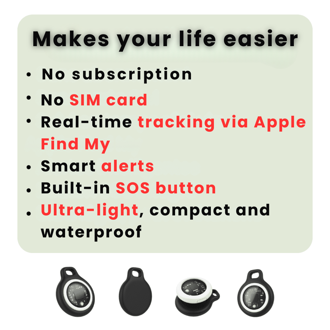 Personal Location Tracker for Elderly Care Lightweight Waterproof Apple Find My Compatible No Monthly Fees | Lonoma