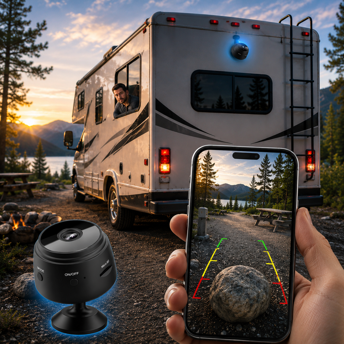 Wireless Backup Camera for RV with Night Vision & Motion Detection, 150° Wide Angle, Magnetic Mount for Camper, Trailer & Van | Lonoma