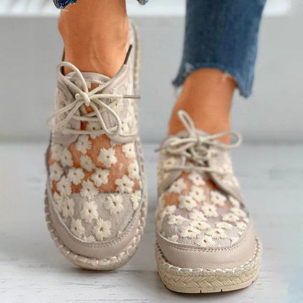 Women's Orthopedic Slip-On Shoes with Arch Support, Floral Embroidered Breathable Walking Shoes for All-Day Comfort, Spring Summer Footwear | Lonoma