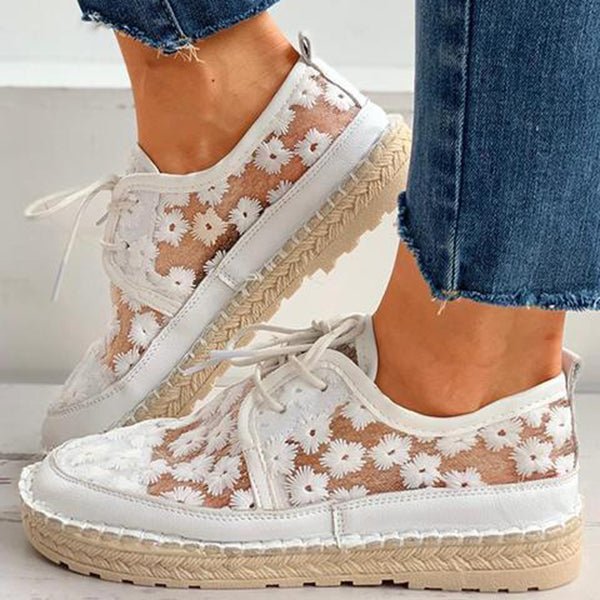 Women's Orthopedic Slip-On Shoes with Arch Support, Floral Embroidered Breathable Walking Shoes for All-Day Comfort, Spring Summer Footwear | Lonoma
