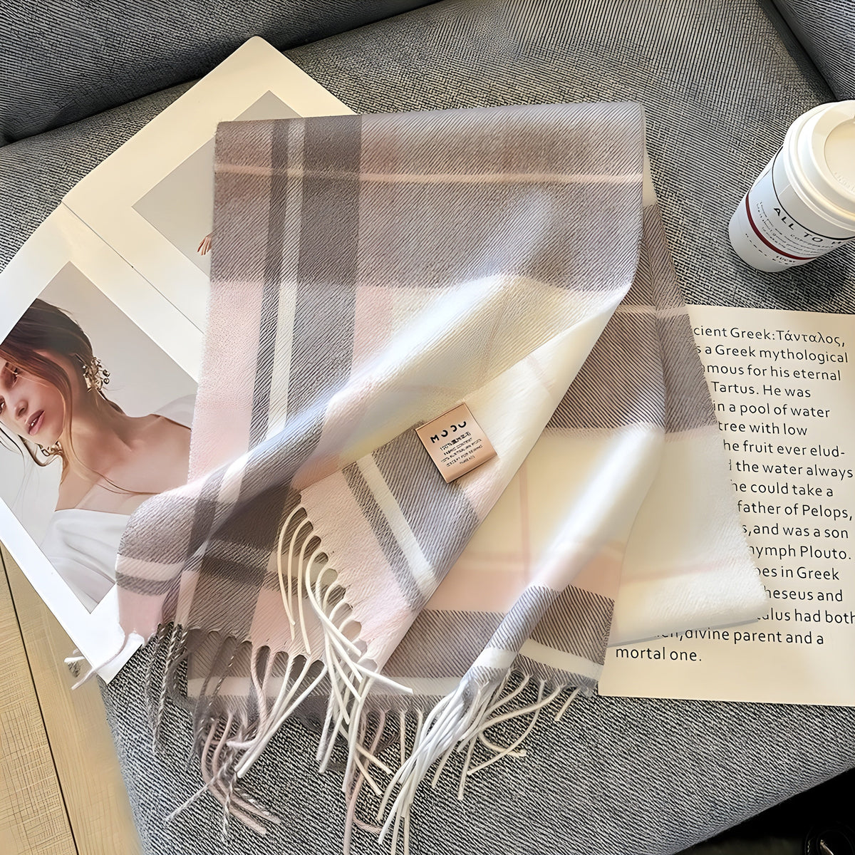 Plaid Cashmere Winter Scarf for Women 79 × 28 in Soft Wool Wrap Shawl Classic Checked Pattern Cold Weather Accessory | Lonoma