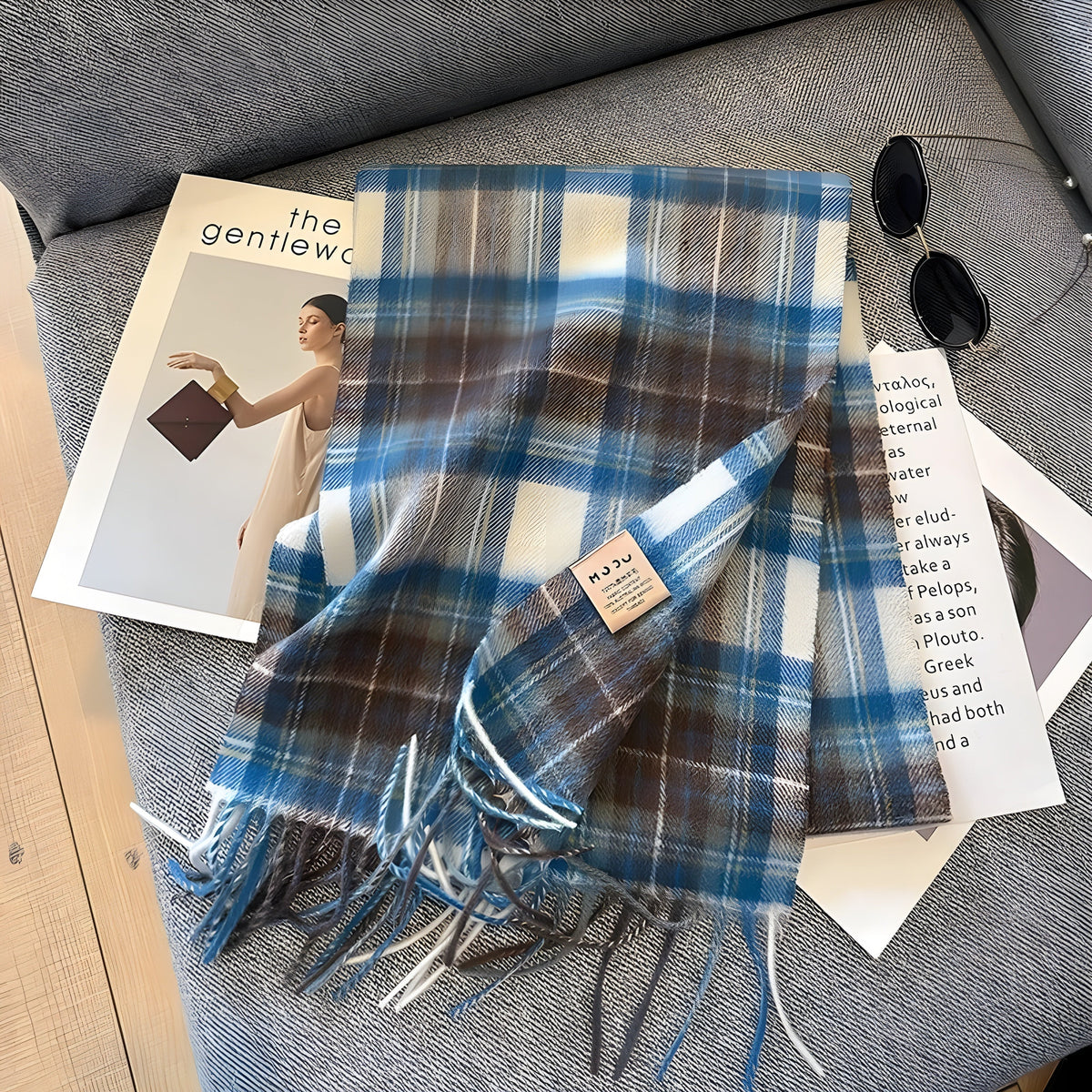 Plaid Cashmere Winter Scarf for Women 79 × 28 in Soft Wool Wrap Shawl Classic Checked Pattern Cold Weather Accessory | Lonoma