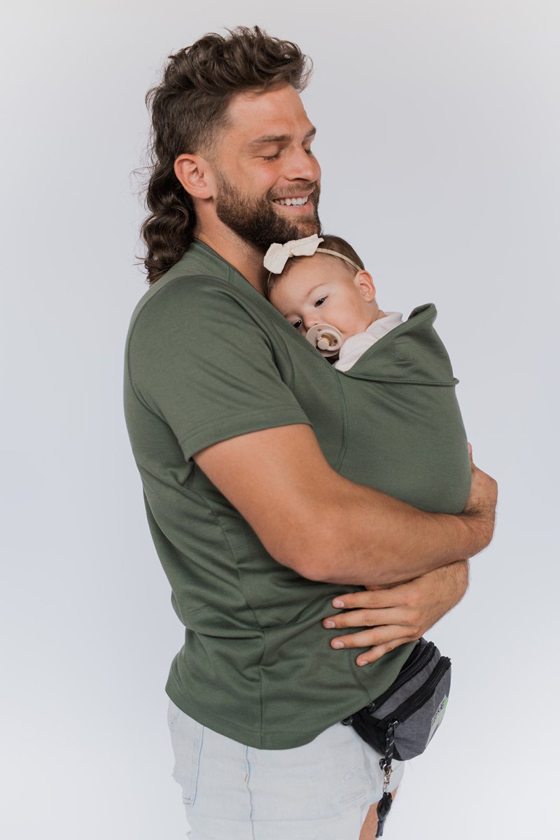 Hands-Free Infant Holding Shirt for Parents | Soft Cotton Wrap-Style Top for Newborns 0-12 Months | Keeps Baby Secure While You Move | Lonoma