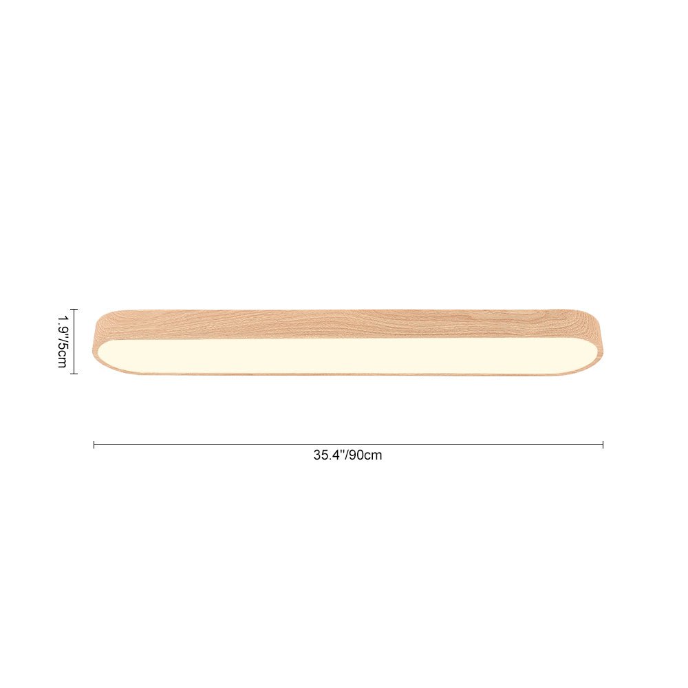 Oval LED Ceiling Light Fixture Wood Grain Metal Finish 26-35 Inch Warm White Cool White Low Profile Flush Mount for Bedroom Living Room | Lonoma