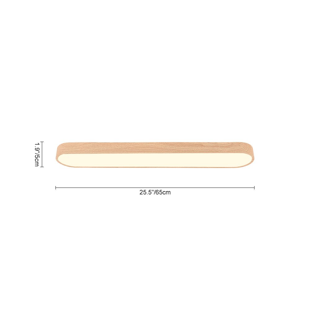 Oval LED Ceiling Light Fixture Wood Grain Metal Finish 26-35 Inch Warm White Cool White Low Profile Flush Mount for Bedroom Living Room | Lonoma