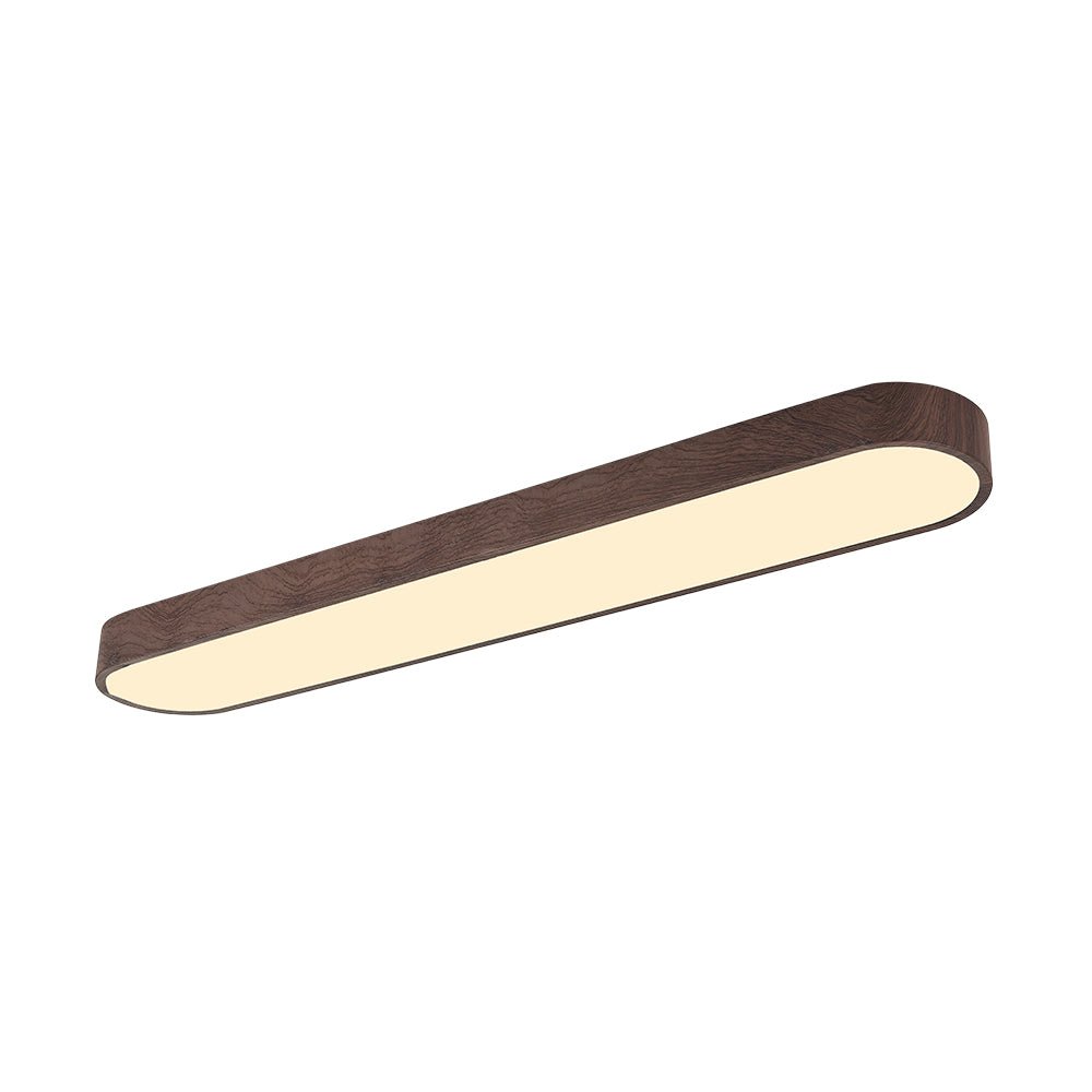 Oval LED Ceiling Light Fixture Wood Grain Metal Finish 26-35 Inch Warm White Cool White Low Profile Flush Mount for Bedroom Living Room | Lonoma