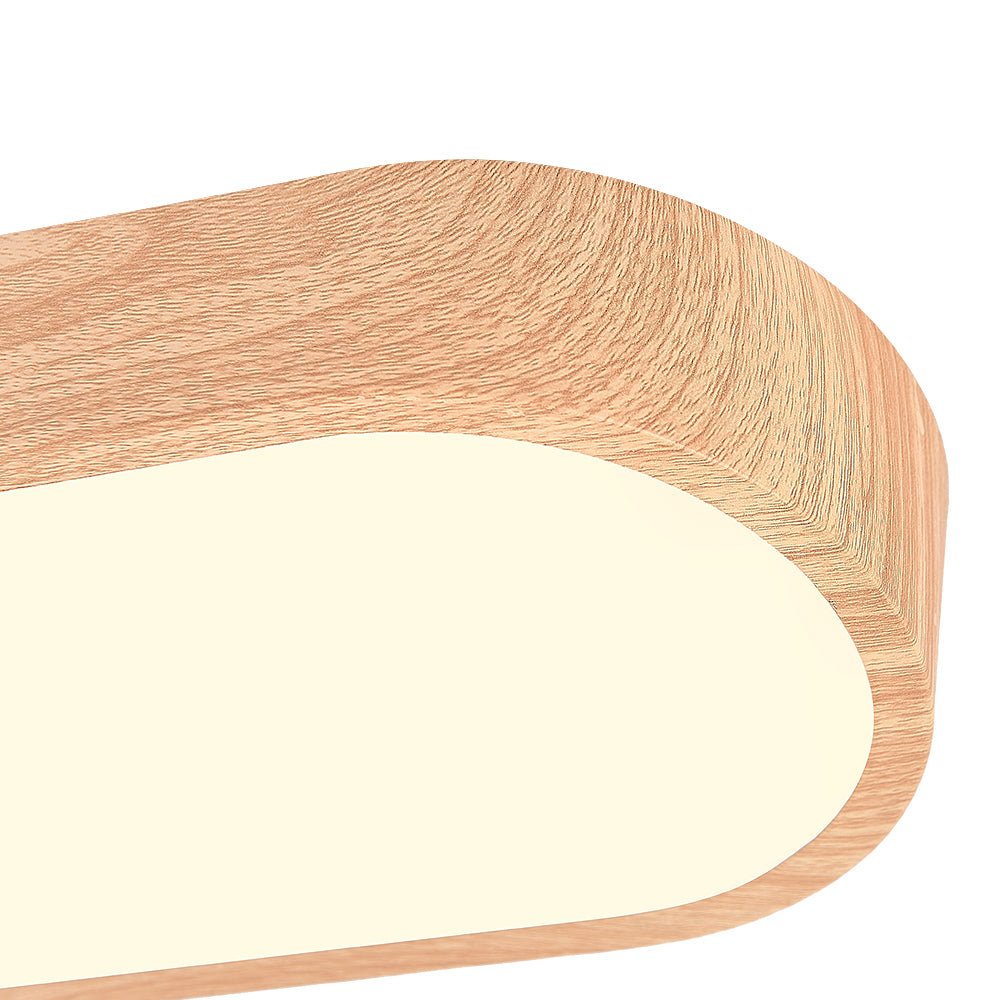 Oval LED Ceiling Light Fixture Wood Grain Metal Finish 26-35 Inch Warm White Cool White Low Profile Flush Mount for Bedroom Living Room | Lonoma